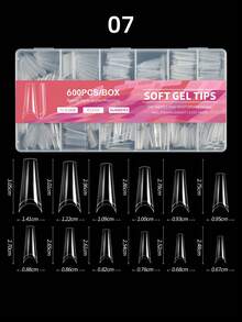 600Pcs Full Cover Press On Nail Tips Stiletto Almond Square Coffin French False Fake Soak Off Gel Nail Extension Tips Capsule Diy Press On Nails Nail Supplies Nails, Suitable For Beginners, Holiday DIY, Nail Salon Use - 彩色 - 查看 23