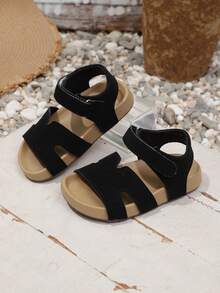 1 Pair Kids Open Toe Anti-Slip Beach Sandals, Soft Bottom Casual Slip-On Slippers For Boys & Girls - Black - View 5