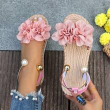 Sandale de plajă cu imprimeu floral pentru femei, stil boem dulce, versatile pentru vacanțe la plajă, talpă moale antiderapantă - Roz - Vizualizare 13