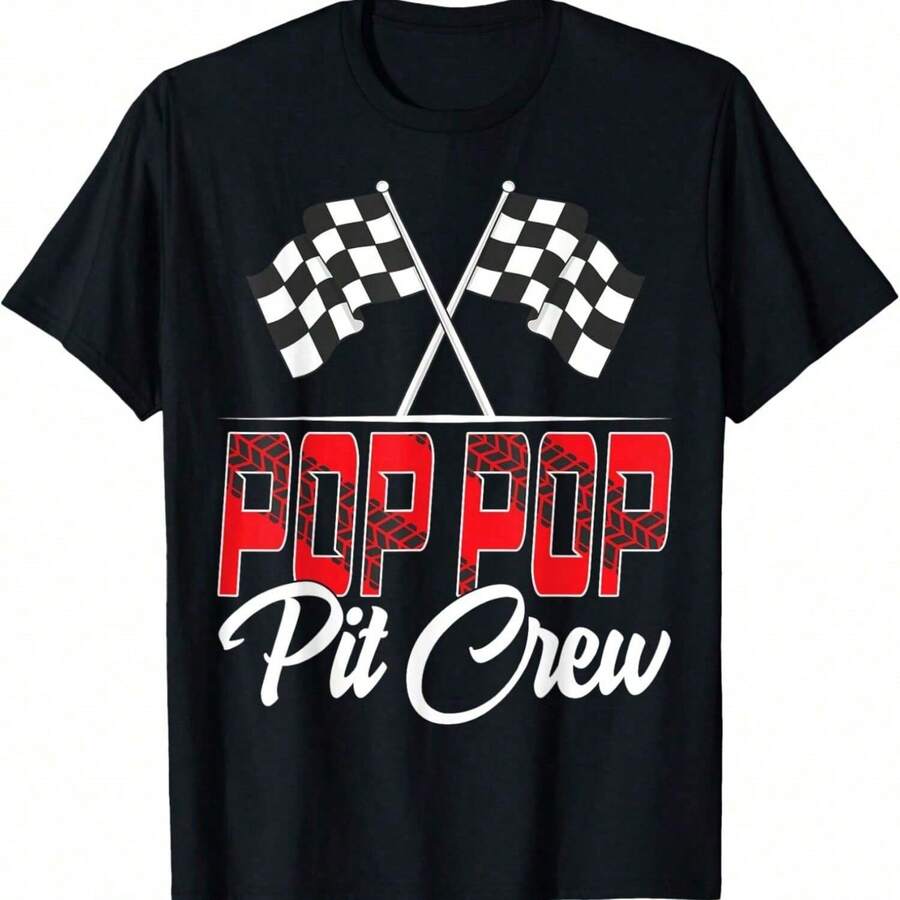 Race Car Birthday Party Racing Family Pop Pop Pit Crew T-Shirt - Negro - Ver 1
