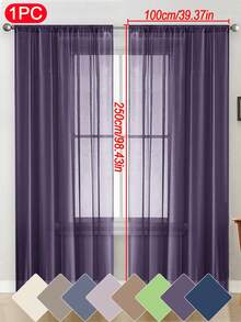 1件纯色薄纱窗帘，现代风格，轻盈透气，保护隐私，适用于卧室、书房、客厅、阳台等场所。100%涤纶薄纱面料，透明轻薄，适用于客厅、阳台及其他窗户装饰，提升房间格调。 - 彩色 - 查看 33