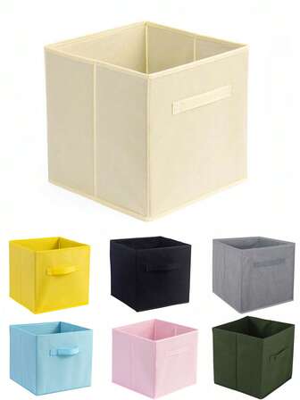 1pc Non-Woven Fabric Colorful Square Storage Box, Foldable Clothes Organizer Box, Multi-Functional Storage Solution