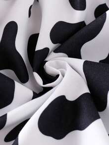 1pc Cute Cow Print Long Sleeve Baby Girl Bodysuit, Lightweight For Spring & Autumn