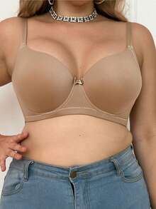 Sujetador con aros MIMILEMON para mujer de talla grande, con soporte y comodidad - Café integral - Ver 2