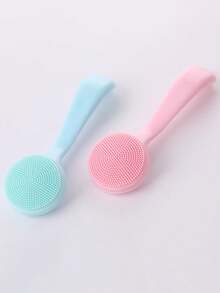 1pc 2pcs Facial Brush Silicone, Facial Cleansing Brush Manual Skin Silicone Exfoliating Brush Handheld Face Scrubber Reusable Facial Cleansing Brush For Removing Makeup Residues Blackhead Face Massage - Multicolor - View 3