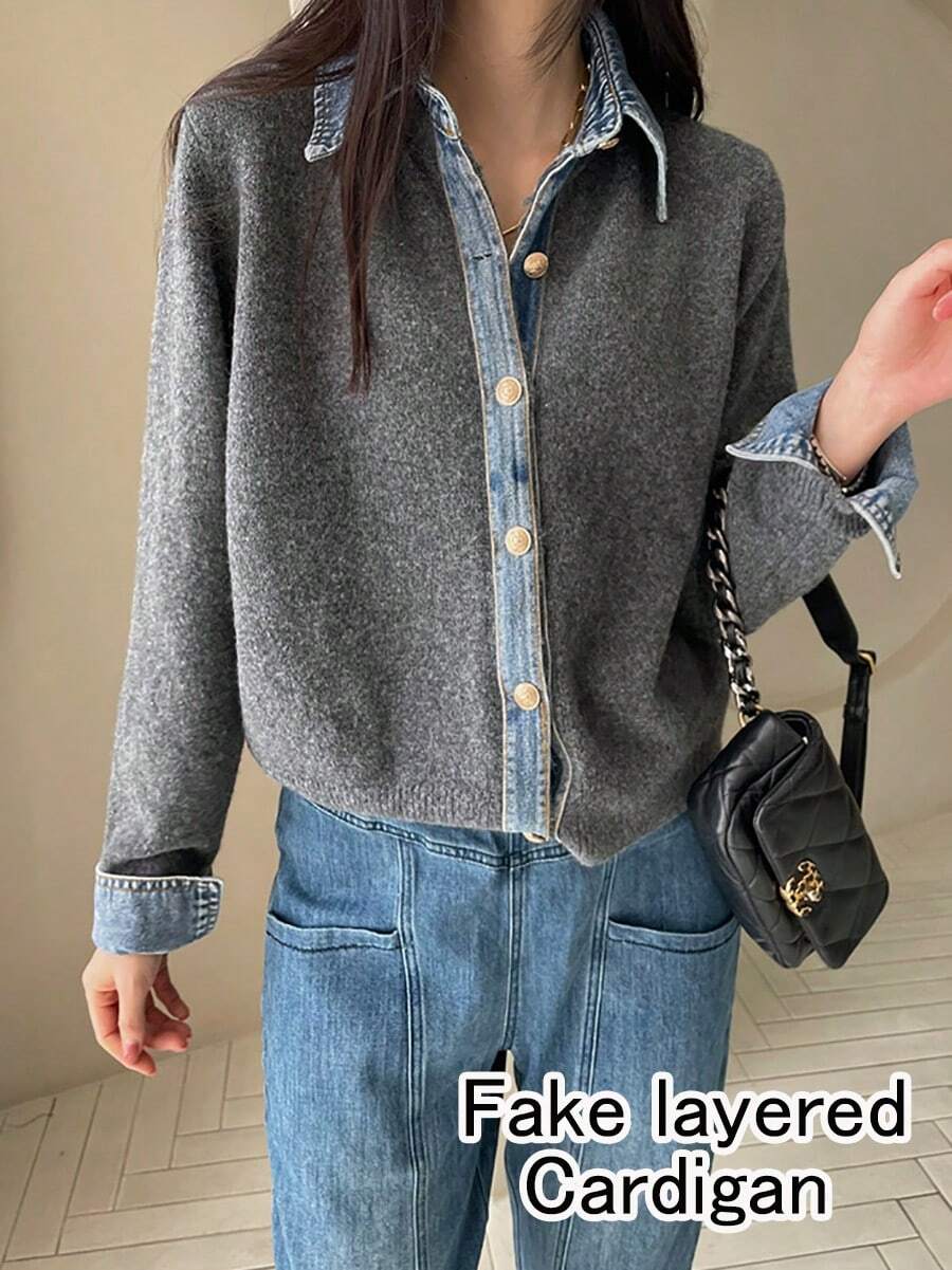 Women Cardigans - Dark Grey - View 1