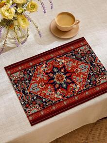 1pc Geometric Pattern Table Runner, 4pcs Geometric Pattern Placemats, Suitable For Holidays, Parties, Birthdays, Dinners, Kitchen & Dining Room Table Decor, All Season Home & Living Decor - Multicolor - View 7