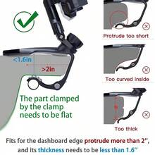 LCARS Car Dashboard Phone Holder, Suitable For Automotive Instrument Panel Protrusions Longer Than 2 Inches And Thickness Less Than 1.6 Inches, Clamps Tightly Without Noise, Supports Landscape And Portrait Orientation For Navigation Or Entertainment, Anti-Shake Phone Stand Fits Most Smartphones - Black - View 12