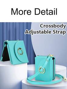 AWQUER 斜挎 PU 仿皮钱包式手机壳，适用于 Galaxy Z Flip 7/6/5/4/3/5G，带卡槽和指环支架，适用于 Galaxy ZFlip7/ZFlip6/ZFlip5/ZFlip4/ZFlip3，带支架功能，RFID 防盗刷保护套 - 綠色 - 查看 8