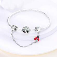 1 chiếc vòng tay hình ngôi sao mặt trăng đính hạt cườm hình chuông tuyết lấp lánh màu bạc đính đá Cubic Zirconia cổ điển, phù hợp làm vòng tay, vòng cổ, mặt dây chuyền, trang sức tự làm cho phụ nữ, phụ kiện trang sức hàng ngày - Bạc - Xem 5