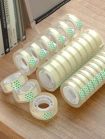 10 rollos de cinta adhesiva transparente de alta calidad, adecuada para envolver regalos, papelería, suministros de oficina, manualidades DIY y uso doméstico, compatible con dispensadores de cinta