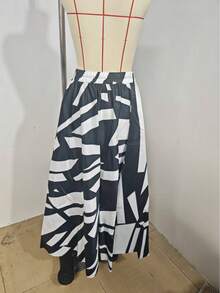 Damen eleganter plissierter geometrischer Muster Maxi Rock, hohe Taille A-Linie extra langer Rock für Herbst/Winter, romantische Schulanfang Saison, Lehrertag Retro, vielseitiger Weihnachtsrock