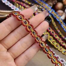 1 Stück lebendige gewebte Spitzenborte, verschiedene Farben erhältlich, 1,5 cm breit, Bekleidungszubehör, geeignet für Bekleidung, Partys, Geschenke, Heimdekoration, ideal für DIY-Basteleien, Nähen, Schmuckherstellung und Feiertags-Dekorationen wie Halloween, Weihnachten, Erntedank - Verschiedenfarbig - Übersicht 6