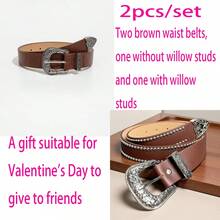 4pcs/2pcs/1pc Punk Western Style Vintage Decorative Belts For Women, Multi-Color, Suitable For Summer, School, Autumn, Christmas, Valentine's Day, Including Rivet Design - Multicolor - View 13