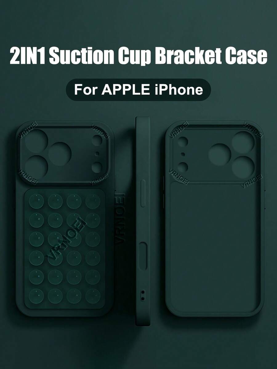 Shockproof Suction Cup New Lens Protection Phone Case Compatible With Iphone 16 15 11 14 13 12 17 Pro Max, Suitable Compatible With Iphone 17 Air 16 14 15 Plus, Anti-Drop Back Cover Spring Gift - Dark Green + Suction Cup - View 1