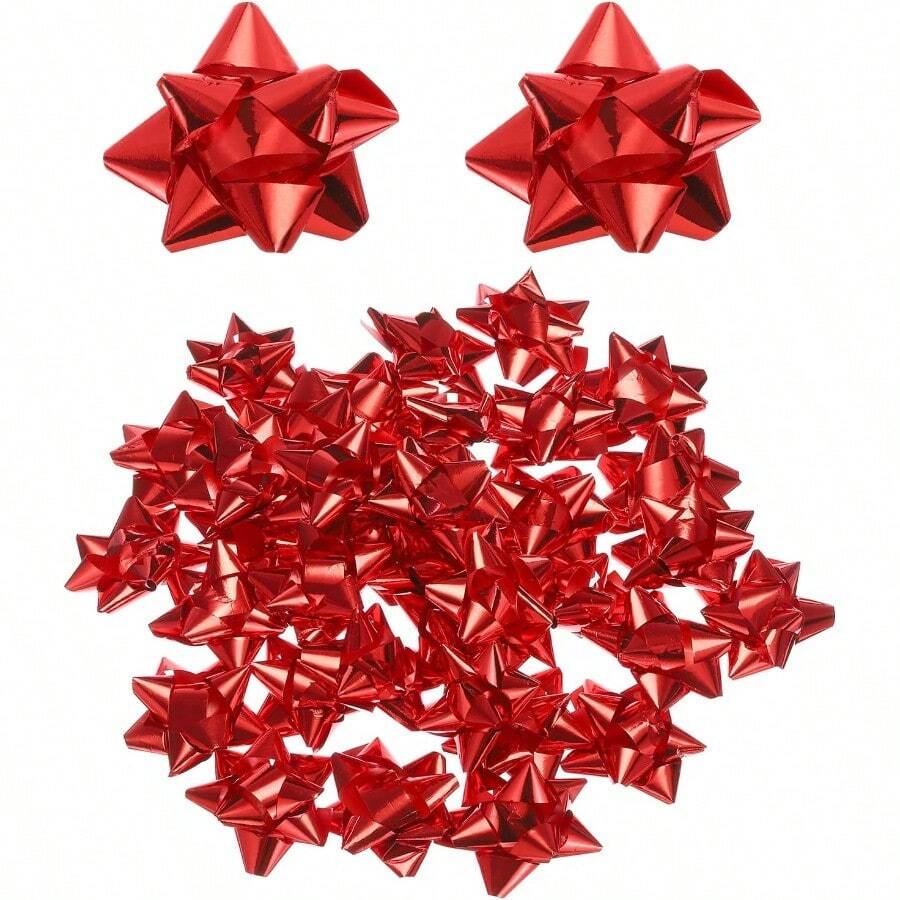 CZ 36pcs 3 Mini Star Gift Bows Small Metallic Christmas Bows For Gift Wrapping Presents Birthday Wedding Self Adhesive Red 5837 - Đỏ - Xem 1