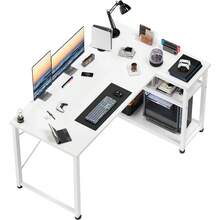 White Height Adjustable Desk 160 X 75 Cm Electrically Adjustable L-Shaped Desk With Memory Control, Ergonomic Game Table With Cup Holder, Hook. - White - View 5