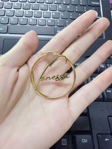 Custom Name Earring For Women Girl 50mm Hoop Earrings Stainless Steel Jewelry Mother Her Birthday Personalized Gift,Chic Autumn,Delicate Romance