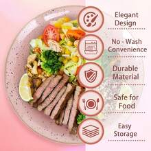 32-Piece Pink Plastic Dinner Plates - Wedding.Party.Winter Warmth - Pink Plastic Ceramic Disposable Dinnerware Plates Modern Dinnerware Set  Valentine's Day - 粉色 - 查看 7