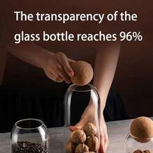 GSYY 1200ML/40Oz Clear Glass Bott Glass Food Sage Containers With Aig Round Cork Decorative Sealed Ar Organizer Holder With Wooden Lid For Candy Coe Nut Ice Tea Coffee Bean - 無色 - 查看 2