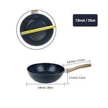 ABKOK 1pc/3pcs Set Black & White Aluminum Frying Pan Set (20cm/24cm/28cm Frying Pans), Dual-Layer Bottom - Compatible With Stove & Induction Cooktop, Lightweight & Fast Heating, Available As Individual Pans Or Cookware Set - Black - View 10