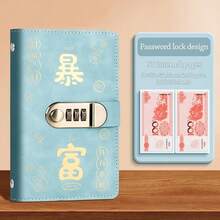 1个密码锁钱夹，带密码拨盘和安全金属扣，可容纳多达100张纸，小巧便携，适合学生和办公室使用，可上锁，旅行钱包，设计时尚，结构坚固，可上锁，商务用途，人造革材质 - 彩色 - 查看 16