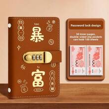 1个密码锁钱夹，带密码拨盘和安全金属扣，可容纳多达100张纸，小巧便携，适合学生和办公室使用，可上锁，旅行钱包，设计时尚，结构坚固，可上锁，商务用途，人造革材质 - 彩色 - 查看 15