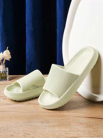 Sandalias de mujer de estilo retro, de unicolor acanalado, para pareja, con suela gruesa, suaves, cómodas, ligeras, transpirables, de material EVA, para interiores/exteriores, playa, uso casual