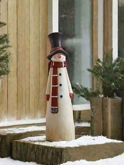 Resin Snowman/Santa Claus Statue Decor, Christmas Decoration, Home Decor, Suitable For Indoor/Outdoor Porch Decoration, Especially For Christmas Decoration, New Year Gift, Christmas Supplies, Christmas Party, Christmas, Christmas Gift
