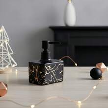 1pc Marble Pattern Plastic Soap Dispenser , Easy Press, Slip-Resistant, Reusable For Hand, Lotion, Shower Gel, Shampoo, Bathroom & Kitchen,Hotel Washing Hand Bottle - Multicolor - View 10