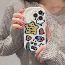 Funda de Teléfono Impresa, Adecuada para 15 Pro plus//x/14, Olas Crema, patrones creativos, 13tpupro moda, celebridad de internet 11, pareja 12,/16, Funda para Smartphone, Funda de Uso Diario, Cubierta de Teléfono Elegante, Diseño de Moda, Funda Duradera - Blanco - Ver 3