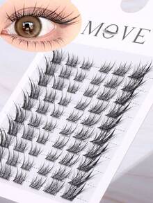 60 Clusters Of C Curled False Eyelashes Fox Eye Effect Winged False Eyelashes DIY Thick And Fluffy Extended Eyelashes Segmented Eyelashes Can Be Reused Suitable For Holiday Parties, Halloween, Christmas Use - C - View 3