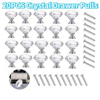 10/20PCS Single Hole Cabinet Door Handle Transparent Crystal Diamond Glass Door Knob Hardware Decoration Fittings