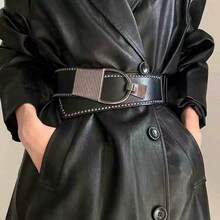 1pc Wide Rivet Waist Belt, Retro Fashion Punk Rivet Y2K Style Waist Belt Suitable For Sweaters, Coats