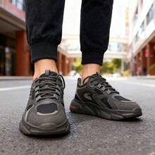 Men's Casual Lightweight Breathable Road Running Shoes, Outdoor Hiking Shoes, Chunky Sneakers - Grey - View 5