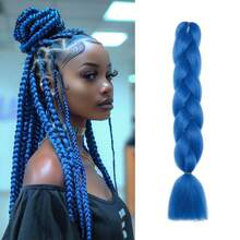 24英寸渐变色编织接发，紫色巨型编织假发 - 高温合成钩编辫子，适合所有肤色，日常佩戴 - 彩色 - 查看 14