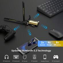 WAVLINK WiFi 6E PCIe Network Card,Tri-Band AX210 Wireless Adapter With Bluetooth 5.3,MU-MIMO, WPA3, OFDMA, Low-Profile Bracket, Heat Sink,For Desktop,Pc,Computer Case,Computers Stuff,Windows 10/11 - Black - View 7