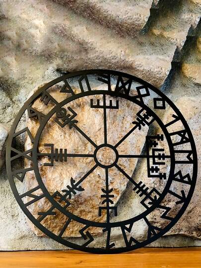 ديكور حائط بوصلة فايكنج بحرية - فن معدني للمنزل والمكتب، بأسلوب بوهيمي