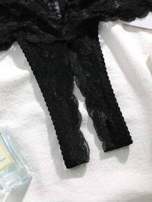 Sexy Lingerie Ladies' Fun Floral Lace Bow Front Underwear - Black - View 3