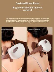 仿生真实按摩颈部按摩器，多功能按摩披肩，适用于背部和斜方肌，家用颈肩按摩器，颈椎按摩器 - 彩色 - 查看 8