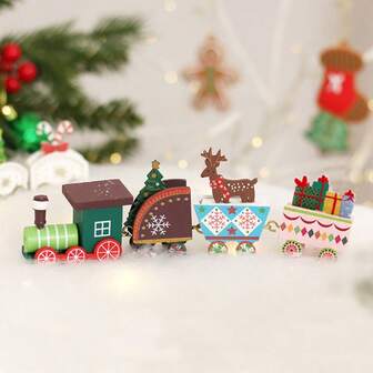 1pc Colorful Christmas Wooden Train Ornament, Christmas Tabletop Decor, Creative Merry Chirstmas Gifts, Chirstmas Gift Prop Window Display, Chirstmas Decoarions 2025, Winter Holiday Christmas Room Bedroom Living Room Office Tabletop Background Decor, Home Table Decoration, Christmas Family Gathering Gifts Party Favors, Winter Navidad Holiday Xmas Celebration Scene Decor, Small Wooden Train Decoration, Happy New Year Halloween Thanksgiving Day