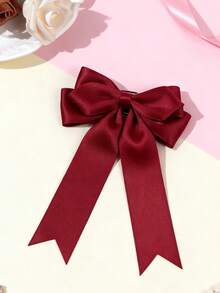 1 Peça Presilha de Cabelo com Laço de Cetim de Cor Sólida, Acessório de Cabelo Doce e Minimalista para Meninas, Presilha de Cabelo Versátil