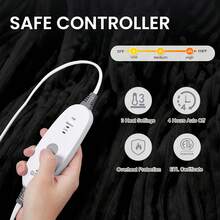 Electric Heated Blanket, 10 Hours Auto Shut Off 9 Heating Levels Heating Blanket With Dual Control, Soft Warm Heated Blanket Fast Heating - Black-1 - View 2