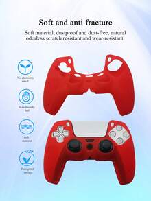 1 Bộ vỏ silicon cho tay cầm PlayStation 5 + 2 nắp silicon cho cần điều khiển, chống trượt, chống mồ hôi, chống sốc, chống bụi, chống trầy xước, nâng cao trải nghiệm chơi game - Đỏ 1 - Xem 2