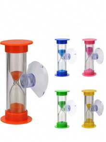 1 pieza/2 piezas/3 piezas Temporizador giratorio estilo europeo con ventosa, cuenta regresiva de 2+3 minutos, recordatorio de tiempo de cepillado de dientes de plástico, anti-caída, entrega aleatoria - Multicolor - Ver 19