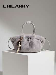 Elegante borsa da donna, borsa a tracolla soffice, borsa a sacchetto casual con chiusura magnetica a blocchi di colore, design a tracolla stile da strada, borsa romantica plissettata simile a una nuvola, adatta per lo shopping, appuntamenti, viaggi, feste, fotografia, regalo per la fidanzata, migliore amica - Grigio - Visualizzare 3