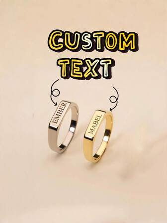 Anillo personalizado con nombre grabado, anillo sello grabado, anillo con piedra de nacimiento, anillo apilable, regalo para ella, anillo de meñique, regalo de Navidad