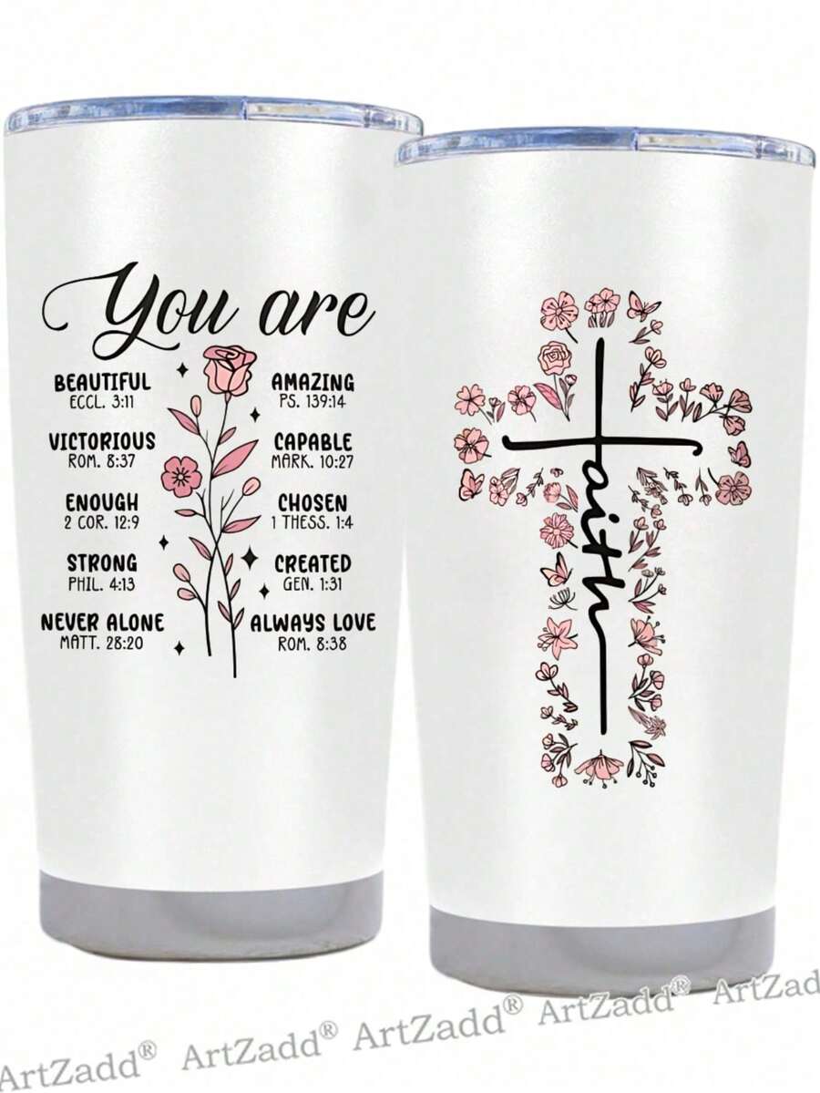 Christian Gifts, Spiritual Encouragement Inspirational Gift For Women, 20 OZ Insulated Tumbler Coffee Mug With Lid, Christmas Birthday Gift - 你是 2 - 查看 1