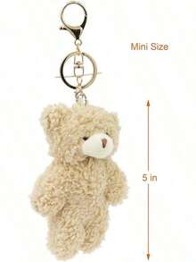 NewBear Plush Keychain Toys For Kids With Purple Heart 5" Inch Stuffed Teddy Plushie Backpack Purse Pendant Gift For Girls (B-Brown-Heart)Party Favor - A-nâu - Xem 3