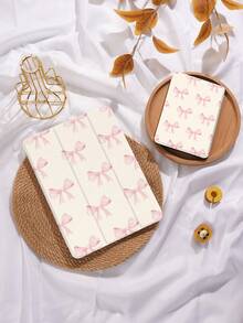 Pink Bow Pattern Tablet Protective Case,Compatible With IPad 9.7/10.2/10.5/10.9/12.9/Pro 11, 10th Gen,Compatible With Samsung Galaxy Tab S6 Lite 10.4 Inch,Compatible With Kindle Paperwhite 12th Gen 2024,Kindle (11th Generation) 2022 Release,Kobo Clara Colour,Soft Anti-Fall Protection,Smart Stand/Automatic Wake Up/Sleep - Multicolor - View 5